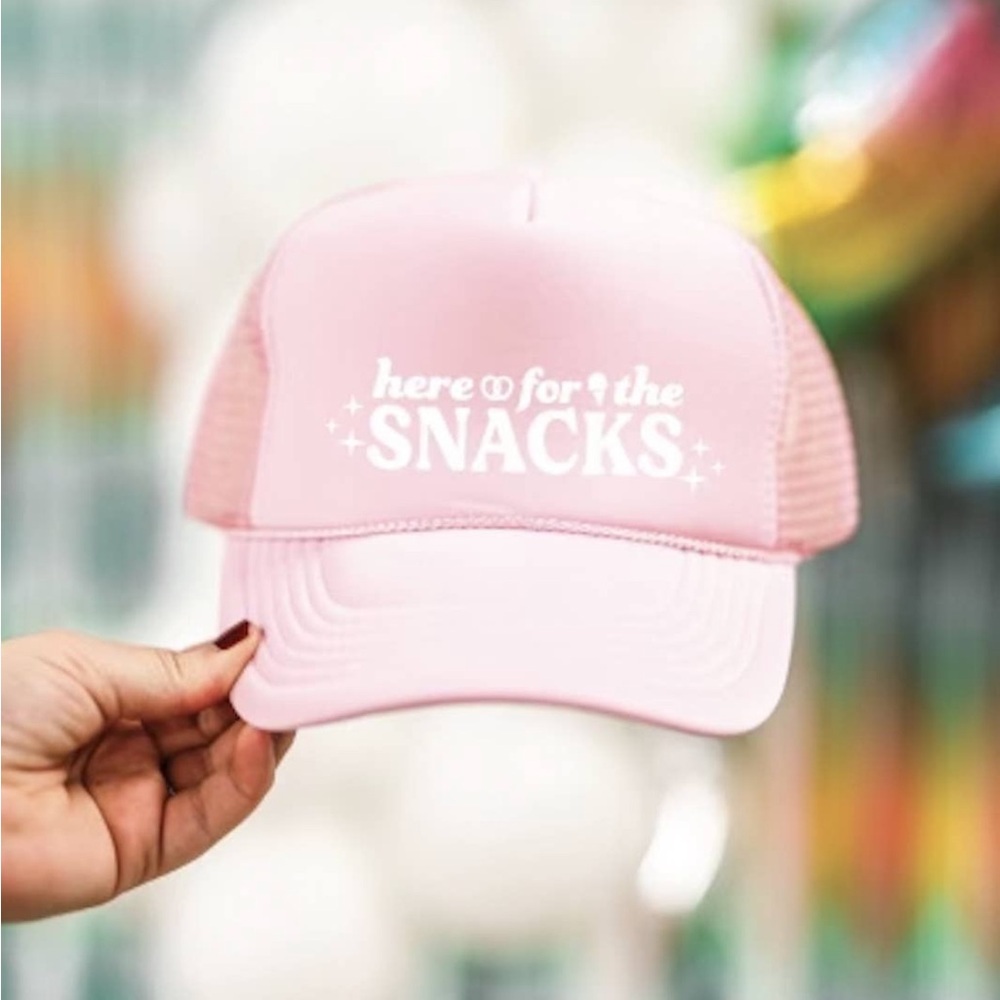 Here for the Snacks Pink Trucker Hat